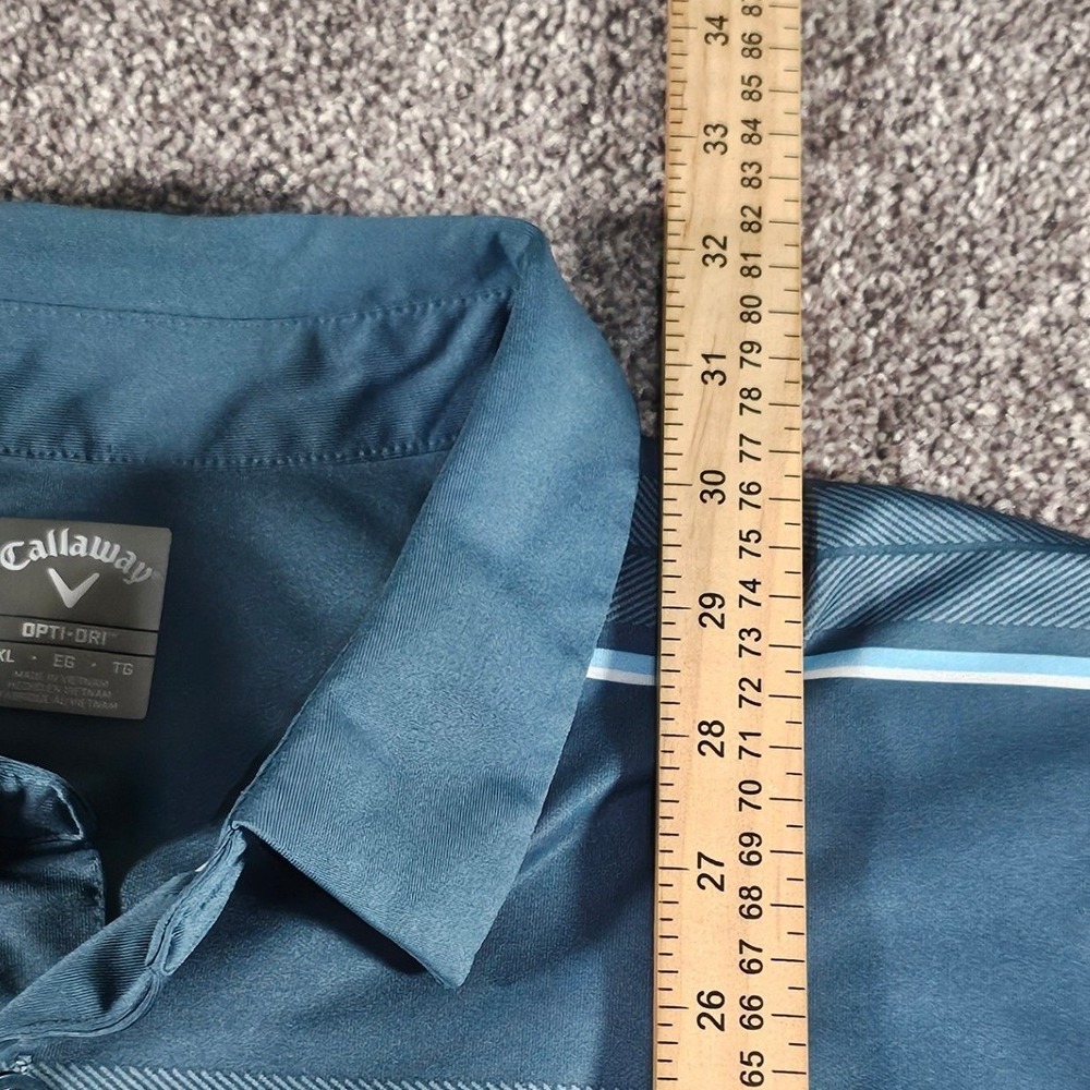 Callaway Golf Polo Mens XL Blue Striped Opti-Dri Short‎ Sleeve Performance Shirt - Picture 5 of 8